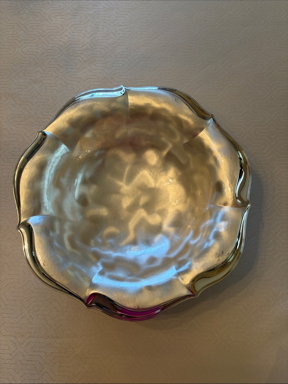 Vintage MCM WMF IKORA  Round Brush Silver Plated  Bowl 10.5” x 2.5”